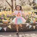 Amnnchya Toddler Girl Easter Outfit Carrot Short Sleeve Kids Baby Tee Shirt Tops Tutu Dress Little Girls Summer Skirt Set (Pink, 3-4T)