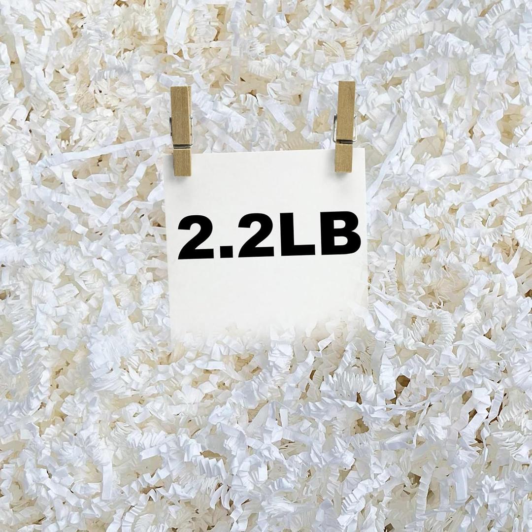 RISHACA 2.2 lb White Crinkle Cut Shredded Paper | Crinkle Paper Filler & Gift Basket Filler for Holiday Boxes, Bridesmaid Gifts, Halloween Stuffers & More (Withe)