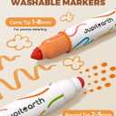 JUPITEARTH Washable Dual Tip Markers for Kids, Broad & Round Tip, Easy-Grip Design for Little Hands, 24 Vibrant Colors Toddler Markers with Portable Case, Preschool Art Supplies for Kids Toddlers