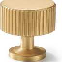 Brushed-Gold Drawer Cabinet Knobs - 10 Pack Solid Brass Handles(1-1/8x1-1/8inch/28x28mm) Modern Hardware for Dresser Kitchen Bedroom Bathroom