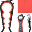 Otstar Latest Jar Opener for Seniors with Arthritis, Weak Hands, Multi-function Bottle Opener with Non Slip Rubber Jar Opener Gripper Pad and Corkscrew Opener (Black and Red)