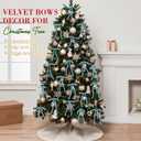 2 x 24 Pcs Light Blue Velvet Bows Ornaments for Christmas Tree, Vintage Rustic Velvet Christmas Bows Tree Decorations, Indoor Home Decor for Wreath Mantle Gift Wrap Holiday Decor, 3/8'' W, 5 * 7 inch