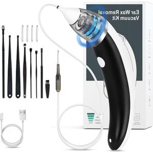 Ear Vacuum Ear Wax Removal Kit with 5 Levels Strong Suction, USB Rechargeable Reusable Electric s