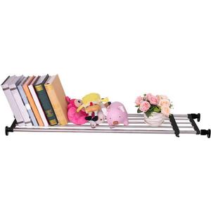 Hershii Expandable Closet Tension Shelf Rod Adjustable Metal Storage Rack Cabinet Organizer DIY Divider Separator Shelves for Wardrobe Cupboard Kitchen Bathroom, Black,43.3-75inches, 110-190.5cm/43.3-75inches