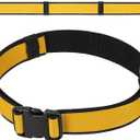 Tool Belt with Plastic Buckle, 2-Inch Adjustable Electrician Work Belt, Adjusts to Fit a 57-Inch(145cm) Waist, Double Webbing Heavy Duty Work Tool Belt - Black and Yellow