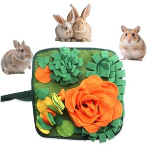 Rabbit Foraging Mat Bunny Snuffle Mat for Small Animals Interactive Puzzle Toy Feed Mat for Rabbits Bunnies Guinea Pigs Hamsters Puppies Chinchillas Kitten 17.7 Inches