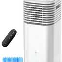 Windowless Portable Air Conditioners with 4Modes & 3Speeds, 15H Timer for Smart Auto-off, 2Gal Tank for 20H Cooling, Evaporative Air Cooler 17 FT Remote, 120° Swing Swamp Cooler No Hose Needed