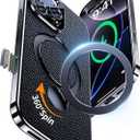 RUIMMU for iPhone 16 Pro Max Case, Genuine Leather Case with 360 Rotatable Kickstand for iPhone 16 Pro Max, Wireless Charging Compatible Black