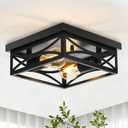 Ceiling Light, Farmhouse Flush Mount Ceiling Light, 2-Light Light fixtures Ceiling Mount, Modern Square Black Light Fixture, Kitchen Lighting Fixtures Ceiling,Bedroom,Balcony