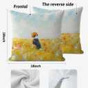 Floral Beagle Pillow Covers 18x18, Beagle Mom Lover Gifts for Women, Watercolor Wildflower Field Dog Decorative Throw Pillow Covers for Home Living Room Bedroom Sofa Couch