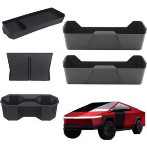 Front Under Seat Storage Box for Tesla Cybertruck Accessories 2024 2025, Hidden Underseat Storage Tray Compatible with Cyber Truck, 2PCS Black Under-seat Organizer for Driver Passenger Seat