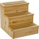 TRIXIE Wooden Dog Stairs with Nonslip Carpet - 3 Step Pet Stairs for Beds and Couches - with Additional Storage Space - in Natural