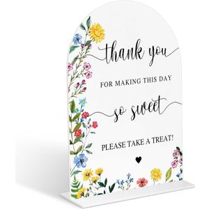 Acrylic Wedding Signs Please Take a Treat Sign for Reception, 6x8" Floral Themed Arch Acrylic Dessert Table Decor, Love Is In Bloom & Baby In Bloom Decorations for Baby Shower Bridal Shower Engagement