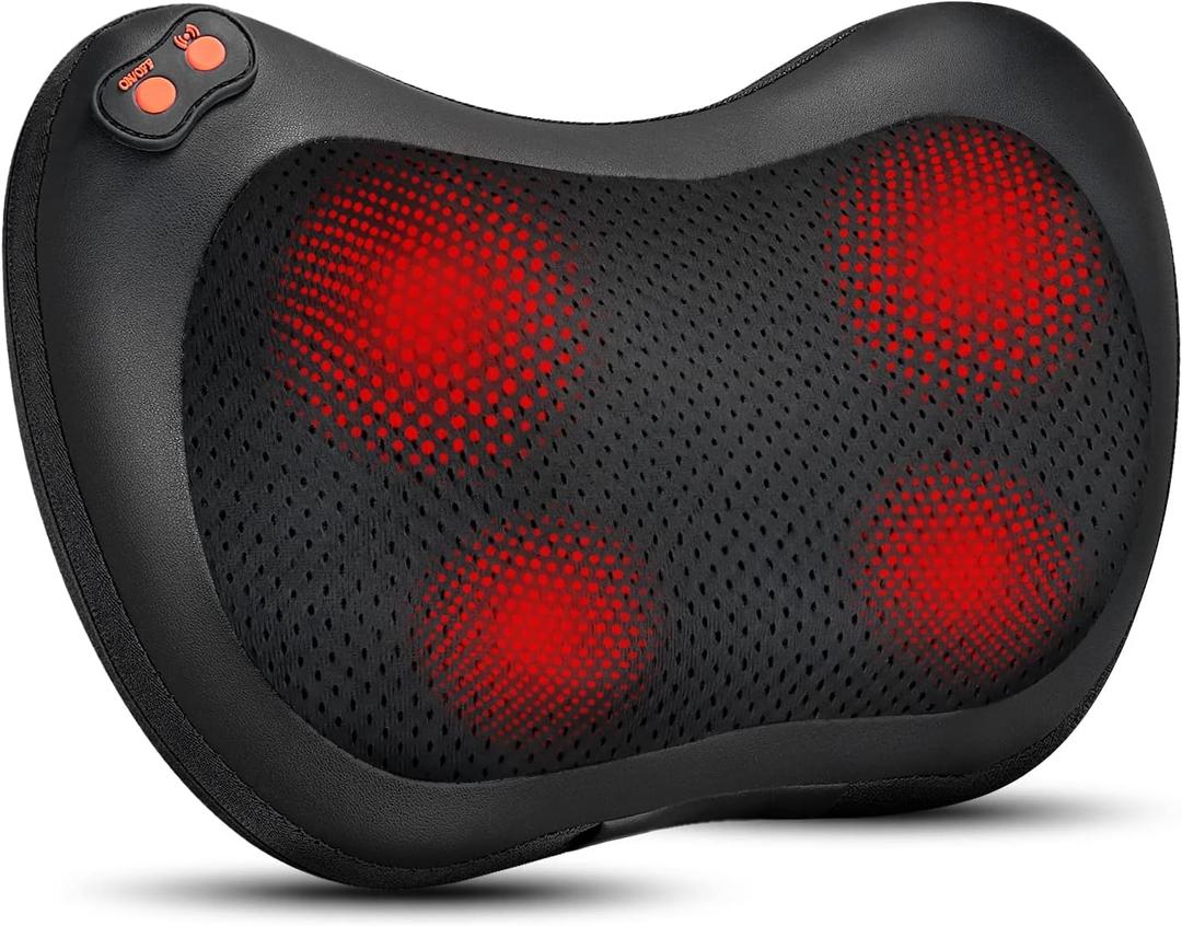 Back Massager, Shiatsu Neck Massager with Heat, Electric Back Massager for Shoulder, Back, Leg, Deep Tissue Kneading Massage to Relief Muscles, Massage Pillow for Mom/Dad/Women/Men (Black)