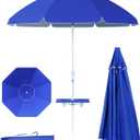 paramondo 7ft Beach Umbrella with Sand Anchor Air Vent Push Button Tilt and Crank, Portable Sunshade Outdoor Patio Umbrella with 8 Sturdy Ribs for Garden, Deck, Backyard, Pool and Beach