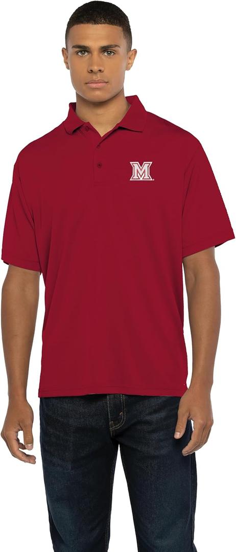 Vantage Apparel Men's Collegiate Polyester Mesh Team Icon Polo, Miami (Ohio) Redhawks, Medium