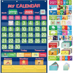 Classroom Calendar Pocket Chart for Elementary with 144 Bright Card