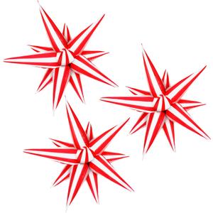 3pcs 26inch 3D Red white Explosion Star foil balloon, red white Foil Cone Star burst Balloons for Birthday Wedding New Year Party Event