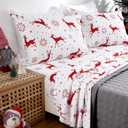 CAROMIO Christmas Sheets Full, Soft Brushed Microfiber Bed Sheet Set, 16 Inches Deep Pocket Fitted Sheet Winter Holiday Sheets Set (Red Reindeer, Full)