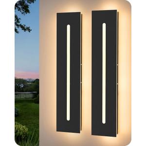 EDISHINE Upgraded 23.6" LED Modern Outdoor Wall Light, Dimmable Linear Exterior Wall Sconce, Adjustable Color Temperature, IP65 Waterproof, Long Exterior Lighting Fixtures for Garage, Porch, 2 Pack