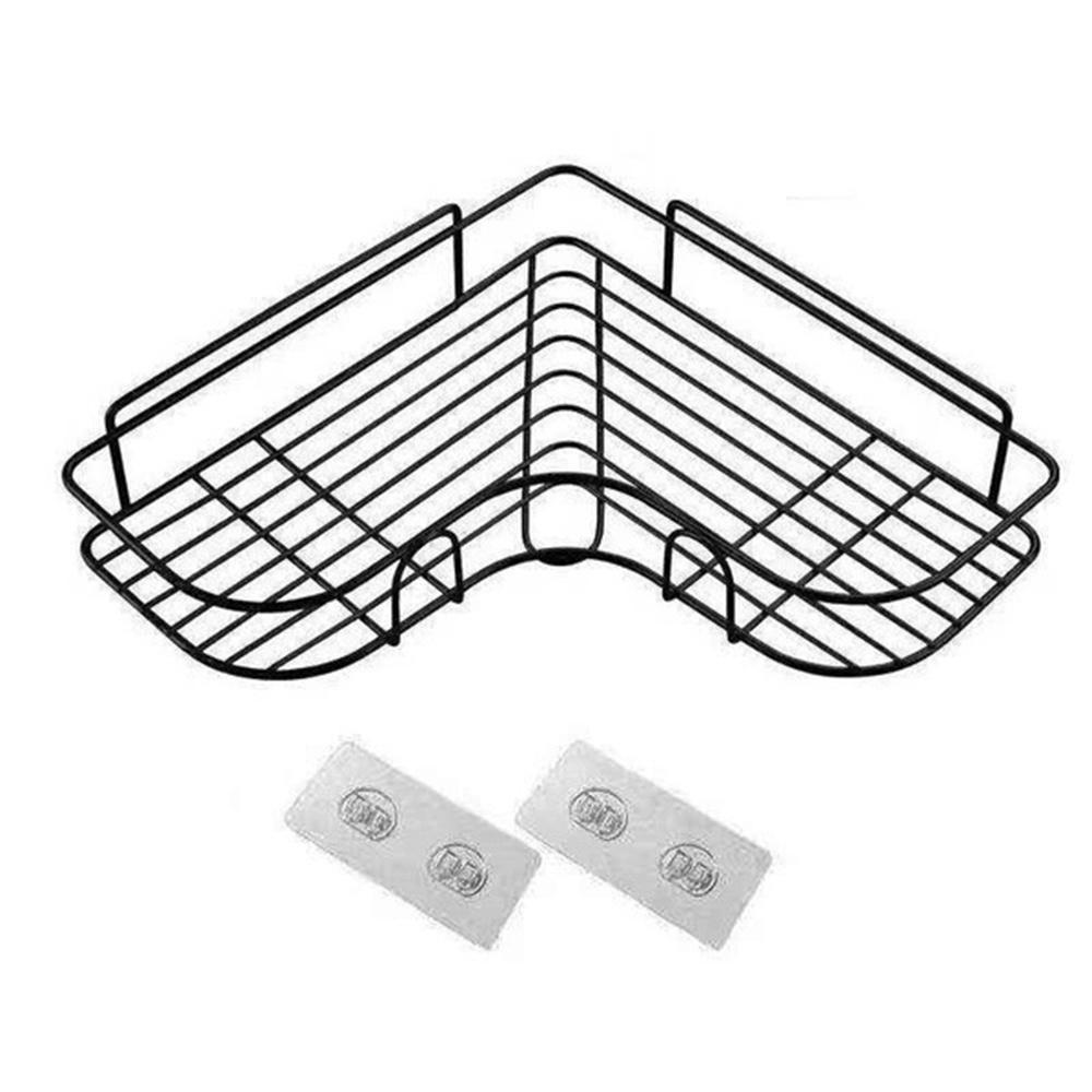 2-Piece Corner Adhesive Shower Rack with Soap Holder，8 Hooks,Large Capacity Storage,No Drilling Rustproof Metal Wall Mounted Storage Accessory for Home Decor and Kitchen,Apartment Essentials (Brown)