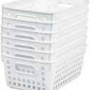 Really Good Stuff Medium Plastic Book Baskets, 11" x 7.5" x 4.5", 6 Pack, White, Versatile Storage Solution for Classroom, Home and Office, Toy Storage, Multi-Purpose
