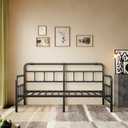 Sementa 14 Inch Daybed Twin Metal Bed Frame with Headboard Steel Slats Support, Stable Mattress Foundation, Multifunctional Platform Sofa Bed, No Box Spring Needed(Modern)