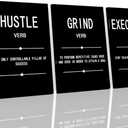 Grind Hustle Execution Noun Motivational Painting Wall Art 3 Pieces Canvas Print Inspirational Office Decor Poster Inspiring Quotes Framed for Wall Art Decoration Ready to Hang [60''Wx 28''H]