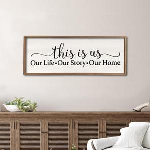 This Is Us Sign Wall Decor for Bedroom 40''15'' Large Vintage Framed Wooden Modern Farmhouse Room Rustic Family Sign Wall Art Hanging Home Decor (Wood White)