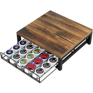 Coffee Pod Holder Drawer 1 Tier for K Cup Capsule Pods Storage Organizer Under Coffee Pot Storage Sliding Drawer (Black, 1 Tier)