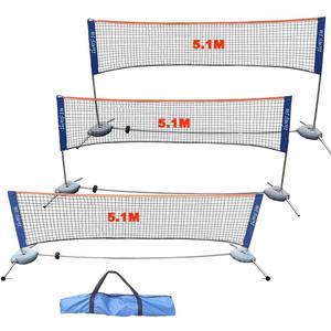 Portable Badminton Volleyball Tennis Net Set Multi-Purpose Sports Equipment with Poles Stand and Carry Bag for Kids Adult Outdoor Exercise