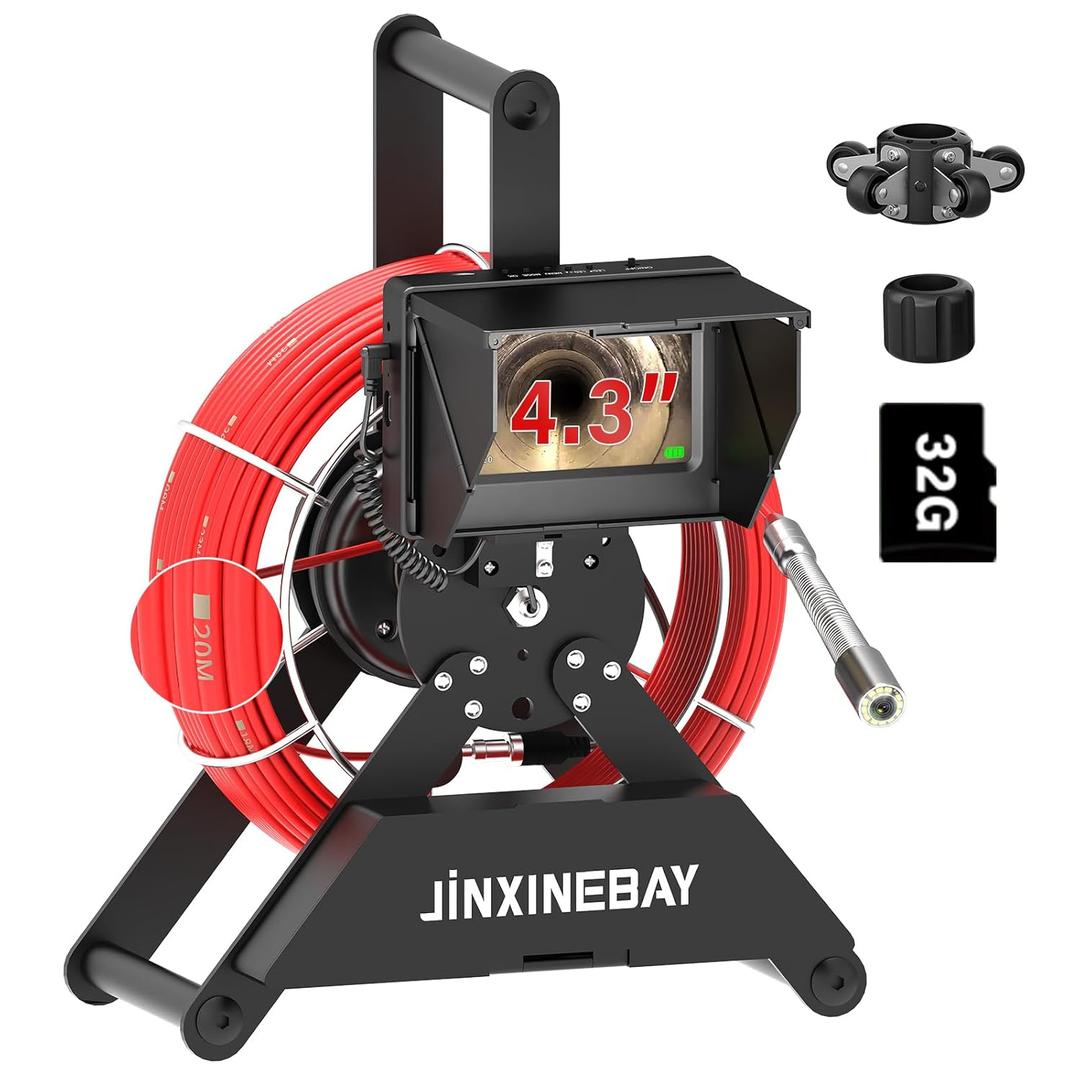 Sewer Pipe Inspection Camera, 4.3" IPS Monitor 16GB TF Card DVR, IP68 1200TVL HD Camera 20M/65FT Fiberglass Cable, 5600mAh Battery Night Vision, for Home/Contractor/Plumber