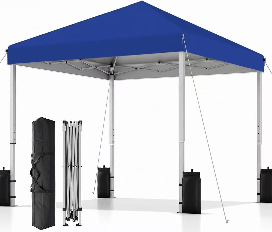 SANWAY 10x10 Pop Up Canopy Tent, One Push Setup, Instant Portable for Outdoor Events, Parties & Camping with 8 Stakes, 4 Ropes and Carry Bag, Blue