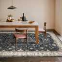 Boho Dining Room Rugs for Under Table - 6x9 Washable Black Area Rug For Living Room, Low Pile Non-Slip Rugs for Bedroom, Office - Charming Farmhouse Decor & Stain Resistance (6x9 Black/Multi)