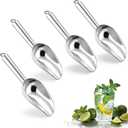 Herogo 3oz Mini ice Scoop Set of 4, Small Stainless Steel Scooper for Candy/Flour/Bean/Pet Food/ Ice Cube, Metal Utility Scoops for Kitchen Bar Party Wedding, Dishwasher Safe & Heavy Duty (Silver)