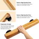Wooden Handrail with Black Mounting Brackets, Hand Railings for Stairs Indoor Outdoor, Sturdy Safety Wall Mount Support, Non-Slip Staircase Handrail for Home Garden Corridor, Non-Slip Grip-36inch