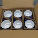 Schliersee 12 OZ Stackable Ceramic Coffee Mugs set of 6, Geometric Floral Pattern Small Mug, Blue White Porcelain Coffee Mug, Stacking Coffee Mugs, Tea Mug, Water Cup, Dishwasher Safe, Microwave Safe