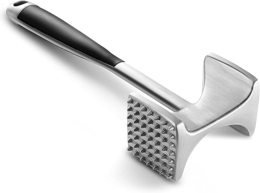 KITEXPERT Meat Tenderizer Hammer with Comfortable-Grip Handle, Dual-side Mallet for Kitchen, Heavy Duty Pounder For Tenderizing Steak, Beef and Fish (Silver)