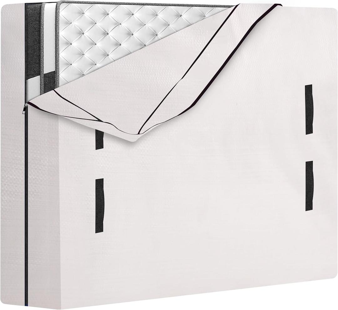 HOMESURE Mattress Bags for Moving and Storage with 8 Handles - Mattress Cover for Moving - Heavy Duty, Strong Zipper Closure, Moving Supplies & Moving Bag - Semi-Transparent, Queen