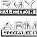 Army Special Edition Emblem, 2PCS 3D Letters Metal Strong Adhesive Car Badge Style Decal, Vehicle Truck Decorative Sticker Replacement, Universal Automotive Accessories (Silver/Black)