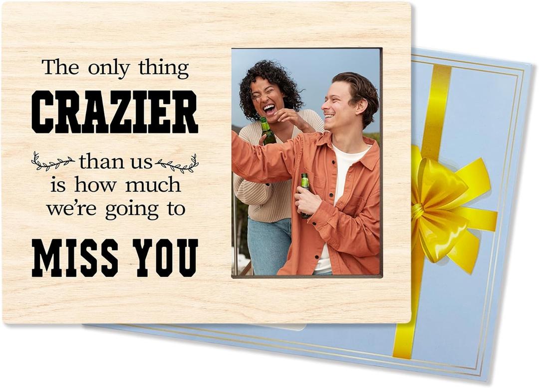 8"X10" Large Wooden Frame With Metal Stand, The Only Thing Crazier Than Us Is How Much We're Going To Missing You - Rustic Wood Photo Frame Gifts , Home & Office Decoration (4X6Vertical Photo) - A09 8"X10" Large Wooden Frame With Metal Stand, The Only Thing Crazier Than Us Is How Much We're Going To Missing You - Rustic Wood Photo Frame Gifts , Home & Office Decoration (4X6Vertical Photo) - A09