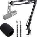 YOUSHARES Mic Arm Boom Arm - Microphone Arm for Shure SM7B SM7dB, Blue Yeti, HyperX QuadCast QuadCast S SoloCast, Fifine AM8, Rode, Razer, Gaming Mic and Most Microphones using 3/8" to 5/8" Adapter