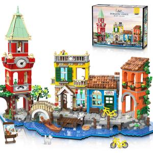 Venice Main Street Building Set for Adults, 2155 PCS City House Building Block Kit with Light Flower Shop Pizzeria, Christmas Home Decor Architecture Model Gift for Women Men Teen Girl 10+