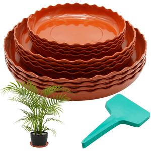 12 Pack White Plant Trays 3 Sizes Plastic Round Wave Plant Saucer Flower Plant Pot Saucer Terracotta Drip Trays for Indoor Outdoor Flower Pots and Planters, with 20pcs Green Plant Labels