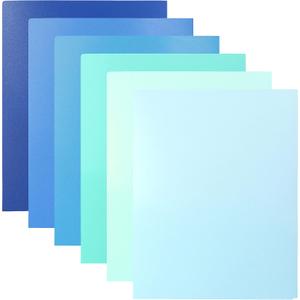 Youngever Pack of 12 Heavy Duty Plastic Two Pocket Folders, Heavy Duty Plastic 2 Pocket Folder, Coastal Colors