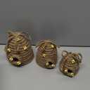 3 Pcs Bee Hive Decor Honey Bee Tiered Tray Decor Summer Spring Honeybee Decorations Mini Jute Farmhouse Beehive for Kitchen Table Shelf Home Coffee Bar Themed Party(Vintage Color)