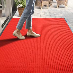Large Indoor Outdoor Commercial Rug PVC Backed Plain Red Floor Carpet Mat 12" x 6"