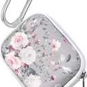  Earbud Case, AirPods Pro 2nd /3/2/1 Generation Case Portable Carrying Case Small Storage Bag, Earphone Accessories Organizer Hard EVA Shockproof Cover with Carabiner Clip,
Grey Pink Rose