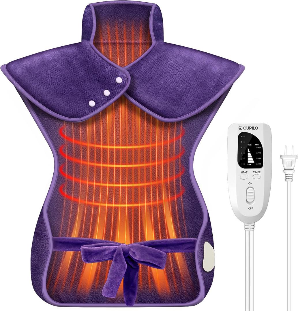 Heating Pad for Back Pain Relief, FSA Eligible HSA, Electric Heating Pads for Back Neck Shoulders, Wearable Large Heat Pad, Christmas Gifts for Mom Women Dad Men, ETL Certified, 24 x 33, Purple