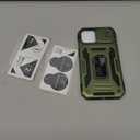 DEERLAMN Case for iPhone 13/iPhone 14 6.1-Inch with Slide Camera Cover+Screen Protector(2 Packs),Rotated Ring Kickstand Military Grade Shockproof Protective Cover-Olive Green